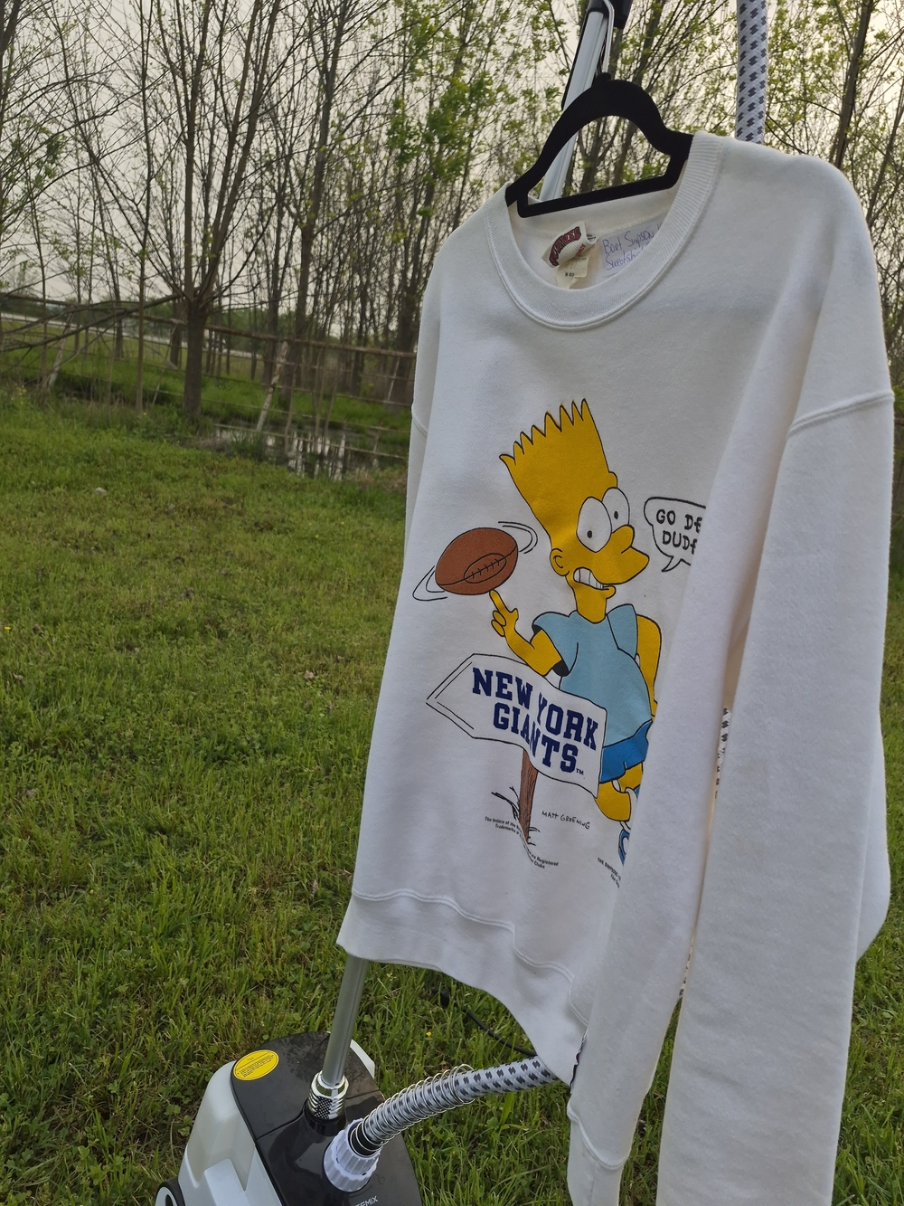 NuMe White Bart Simpson New York Giants Graphic Sweatshirt